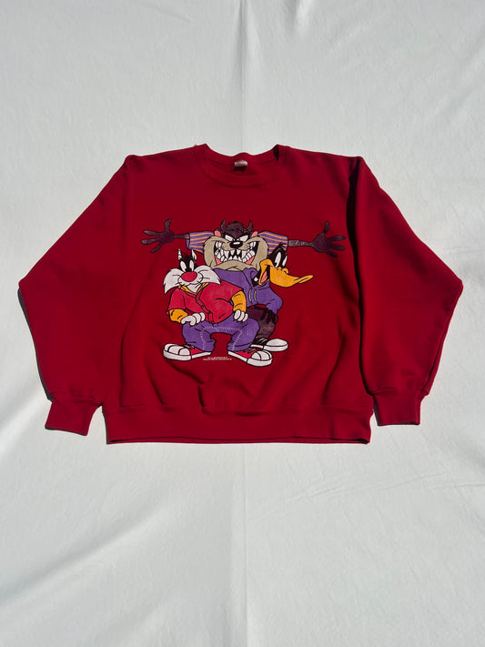 Vintage 1993 Looney Tunes "Taz, Daffy Duck, Sylvester"  AOP Crewneck