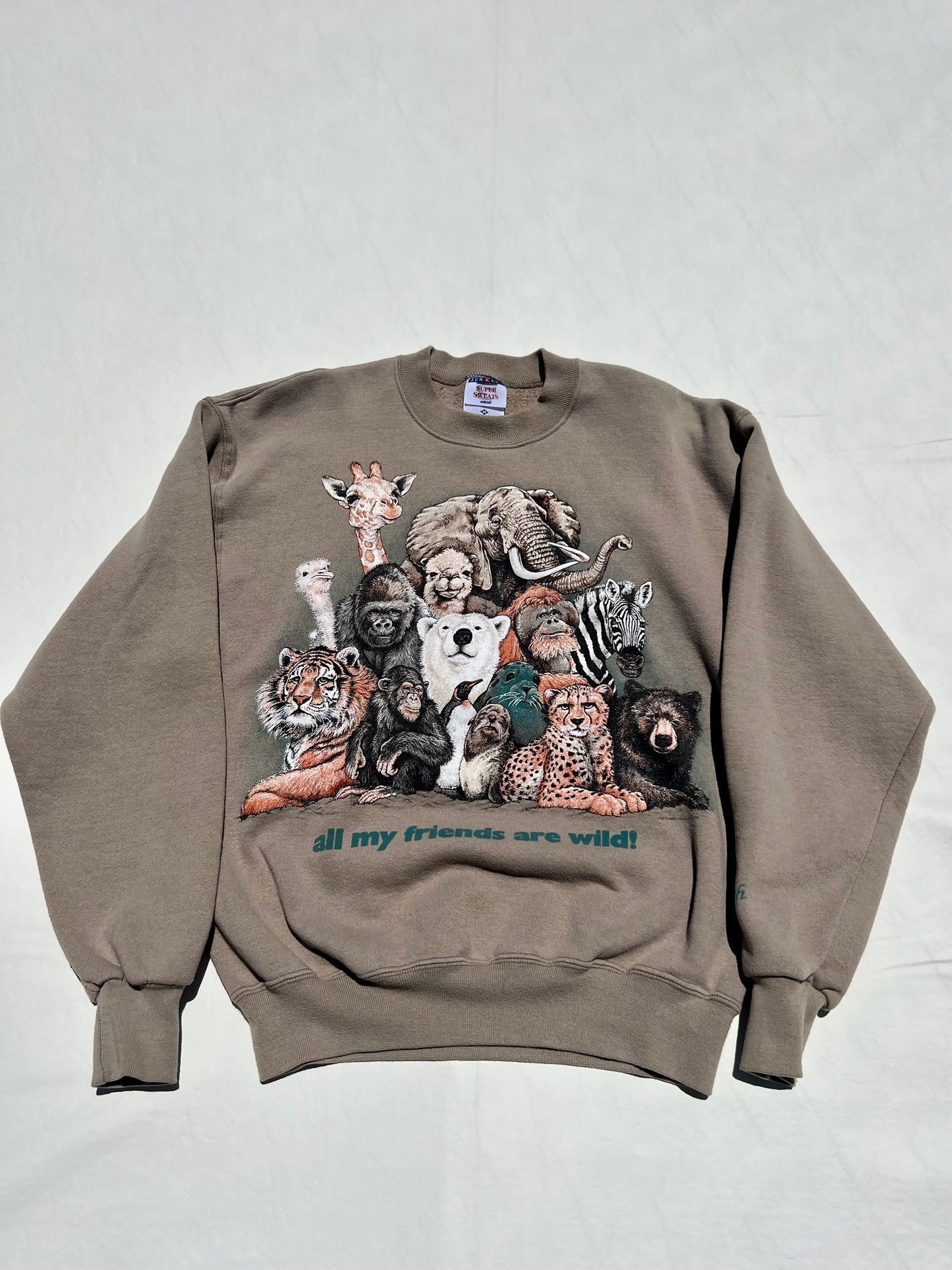 Vintage 1995 Zoo Animal "All My Friends Are Wild" Crewneck