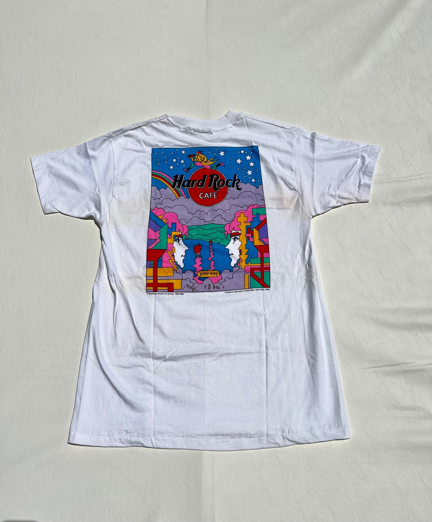 Vintage 1990 Peter Max Hard Rock Cafe Art "Autographed" Shirt