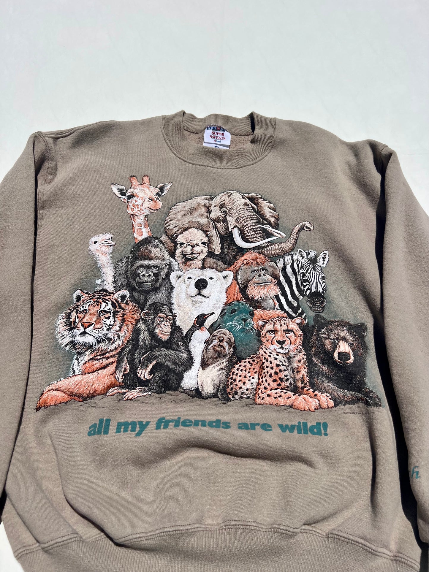 Vintage 1995 Zoo Animal "All My Friends Are Wild" Crewneck