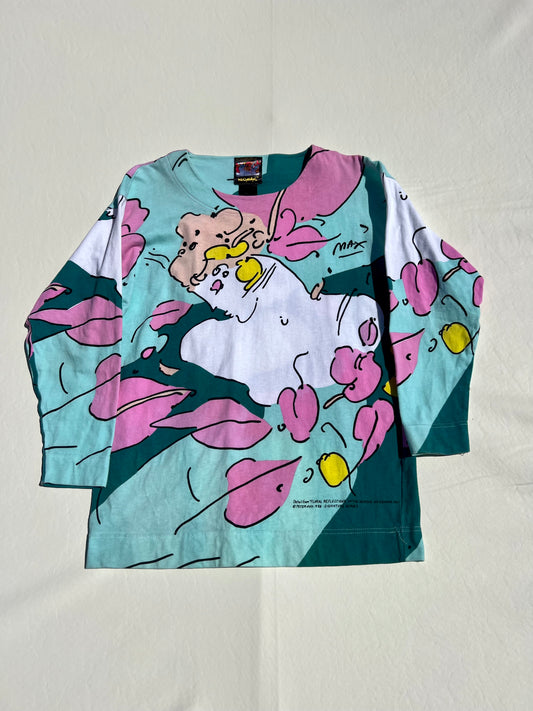 Vintage 1988 Peter Max "Floral Reflections" Neo Max Long Sleeve Art Shirt